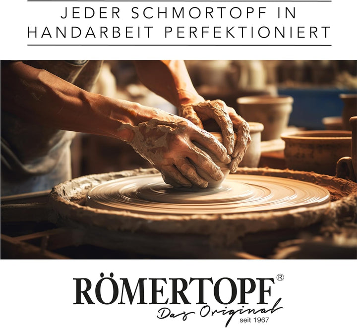 Römertopf BBQ Feuertopf Ø 12,5 cm – Mini Schmortopf mit Deckel aus hochwertiger Keramik – ideal für