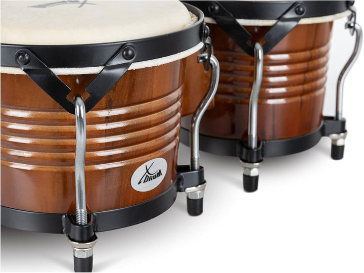 XDrum Bongos Pro Tobacco - 2 Trommeln mit 6,5" (17 cm) und 7,5" (20 cm) Durchmesser - Bongotrommeln