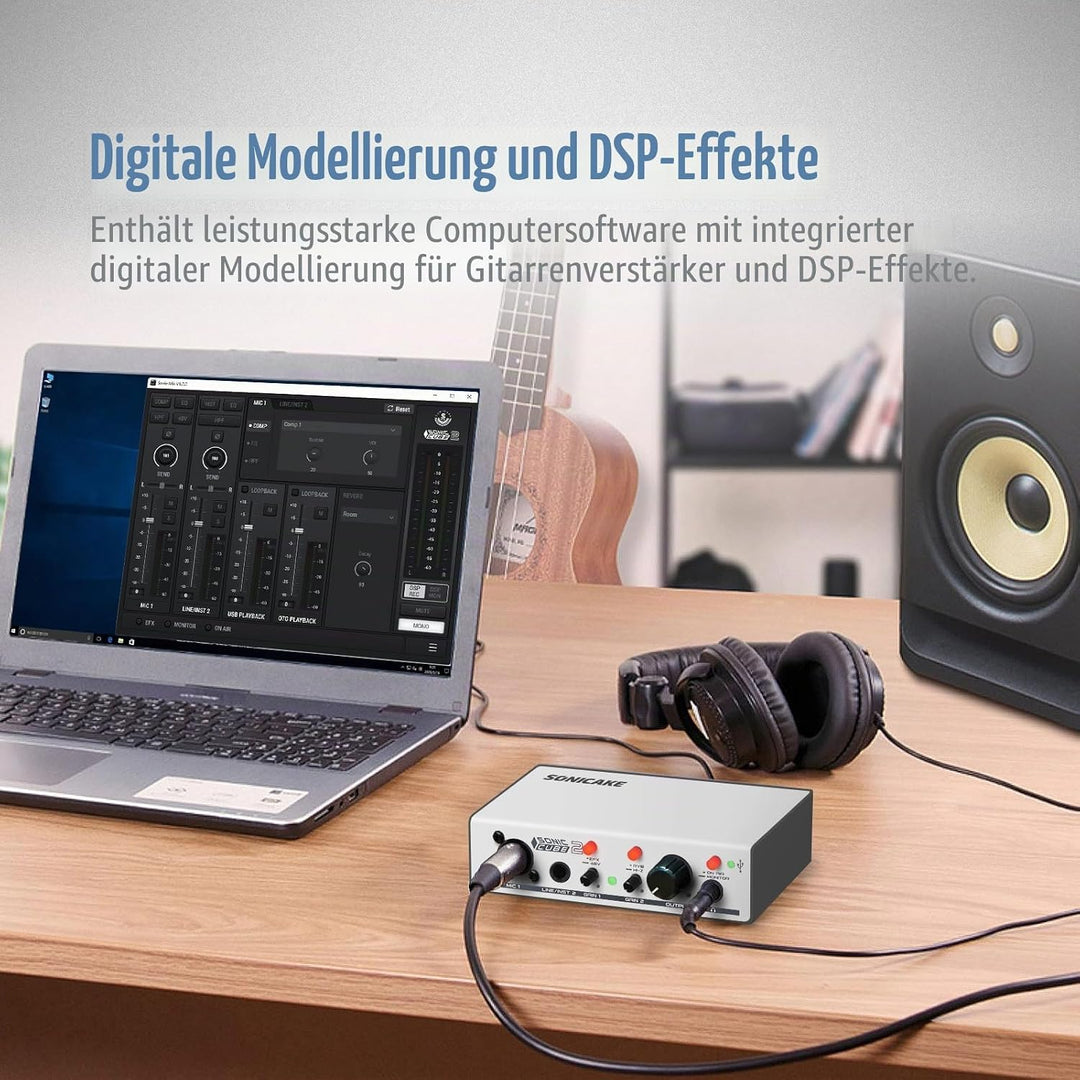 SONICAKE Audio Interface Professionelles Zweikanal Analoger Vorverstärker mit Dynamikbereich und Ver