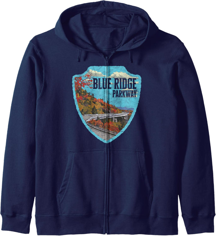 Blue Ridge Parkway Distressed Vintage Retro Badge Kapuzenjacke