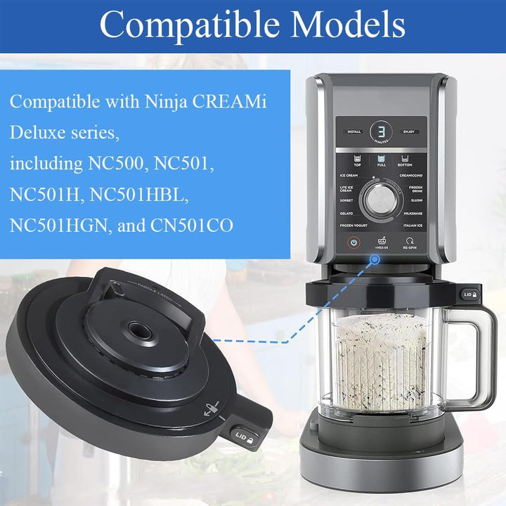 TOP-MAX Aussenbehaelter Deckel Kompatibel mit Ninja Creami Deluxe NC500 NC501 Serie Eiscrememaschine