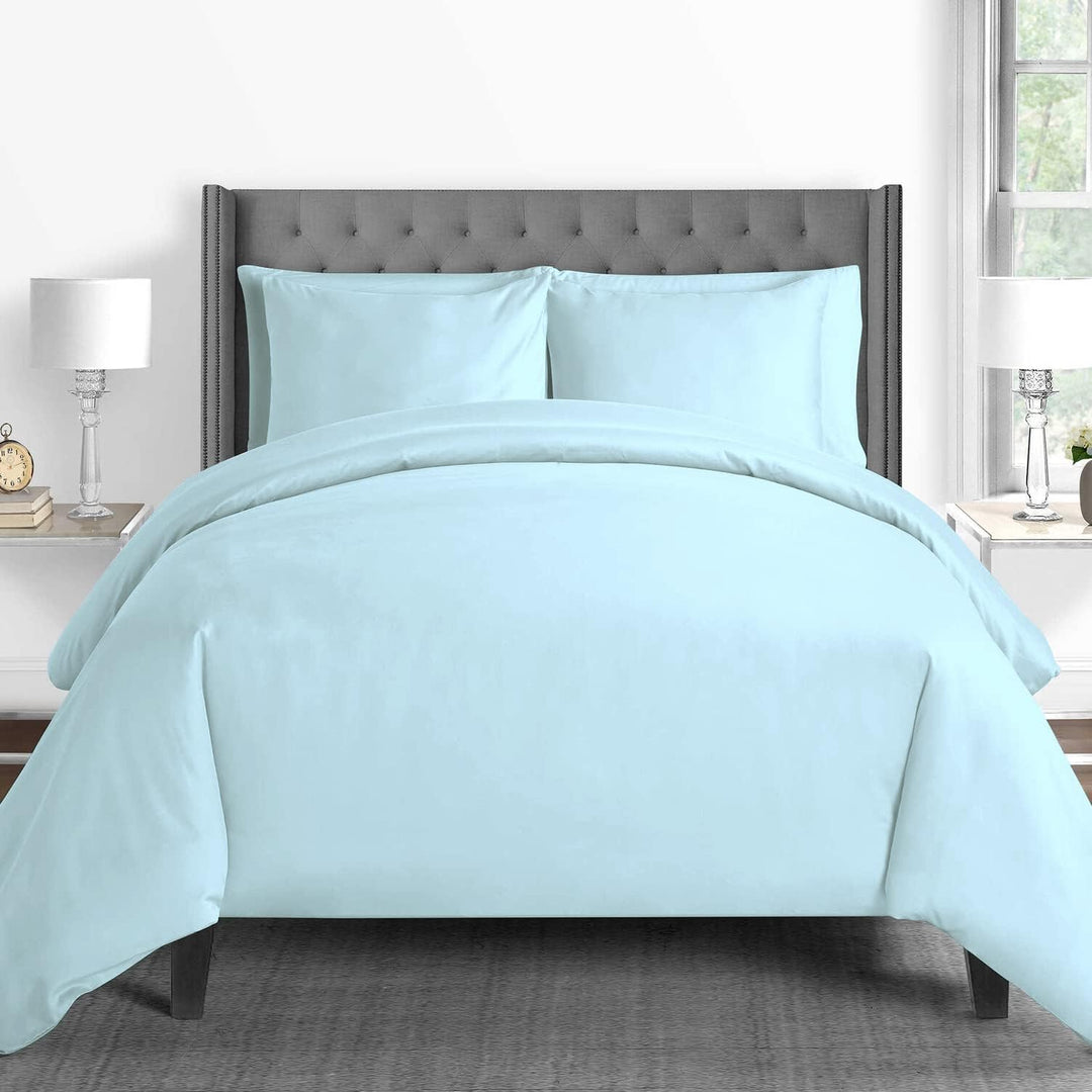 Pizuna 600 Fadenzahl aus Baumwolle Bettwäsche Baby blau, 100% Langstaple Baumwolle Bettbezug und Kis
