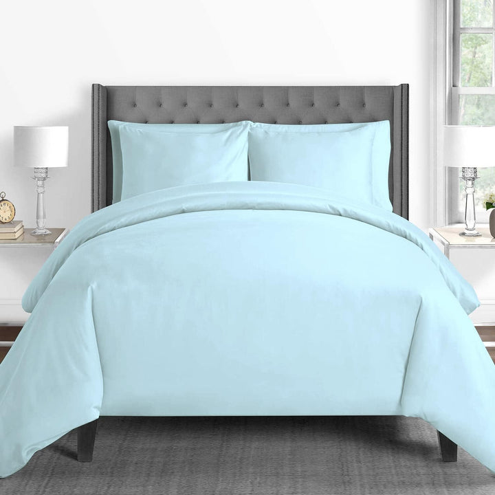 Pizuna 600 Fadenzahl aus Baumwolle Bettwäsche Baby blau, 100% Langstaple Baumwolle Bettbezug und Kis