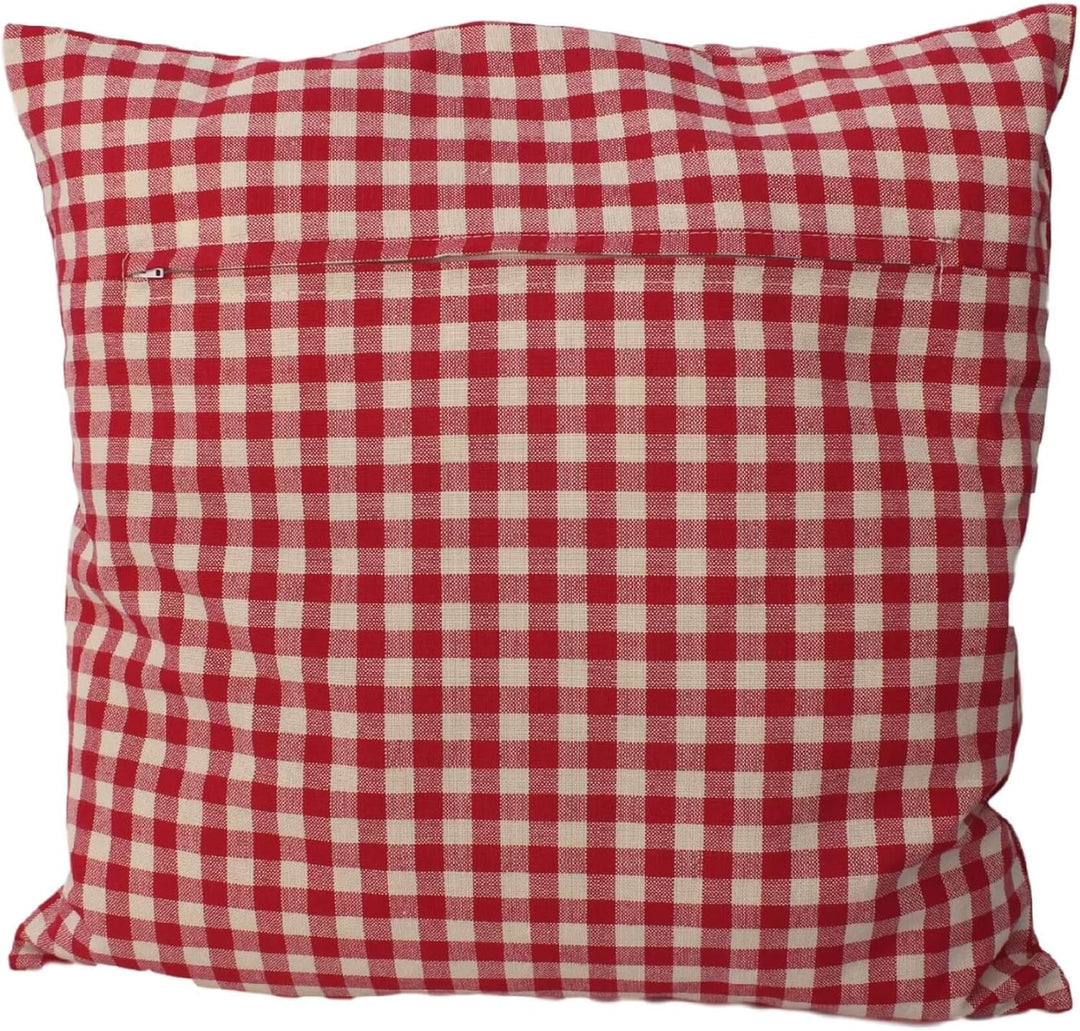 Zirbenkissen Hirsch rot kariert mit Inlett befüllt mit Zirbenspänen aus 100% Alpen Zirbenholz 40x40