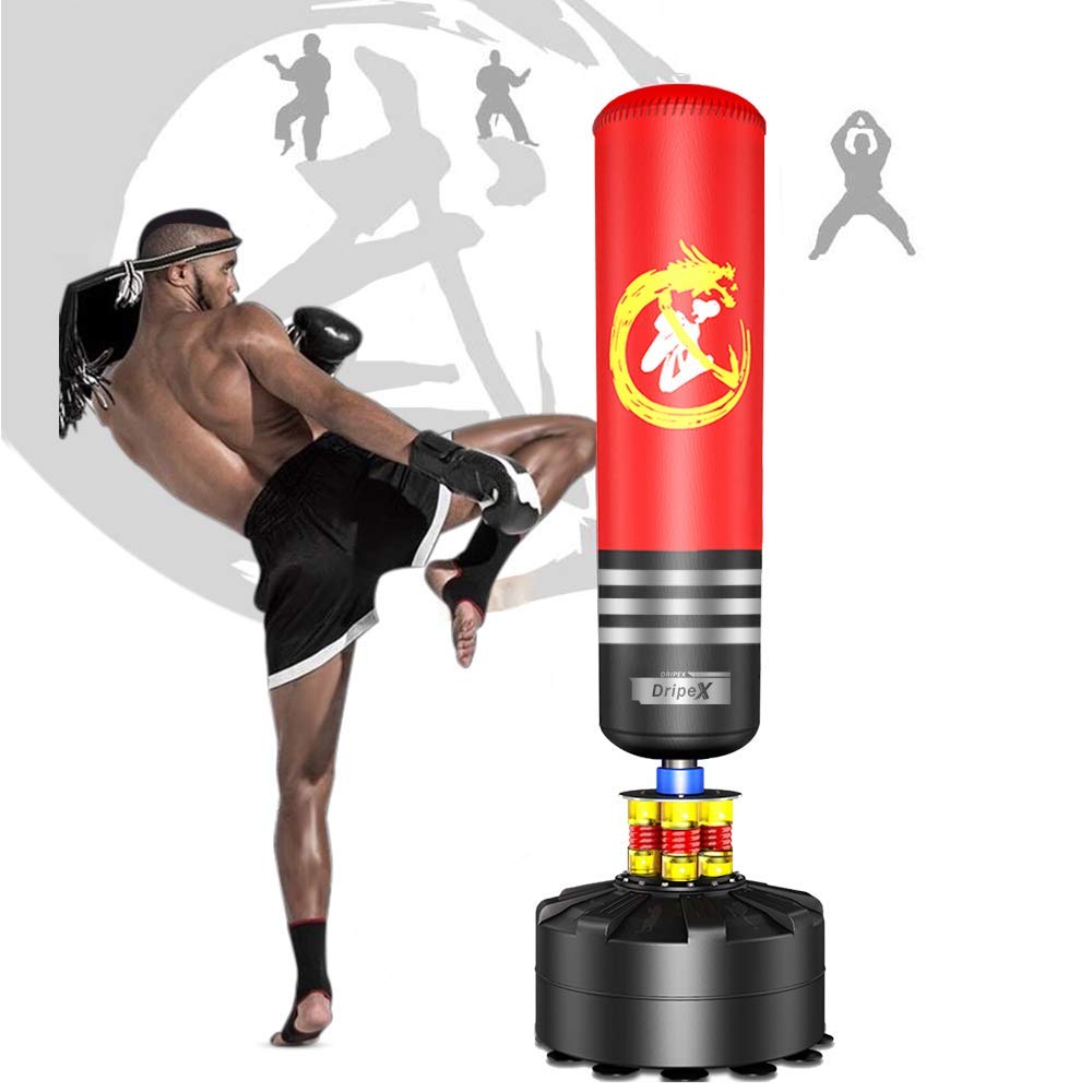 Dripex Boxsack Erwachsene Freistehender Standboxsack MMA Boxpartner Boxing Trainer Heavy Duty Boxsac