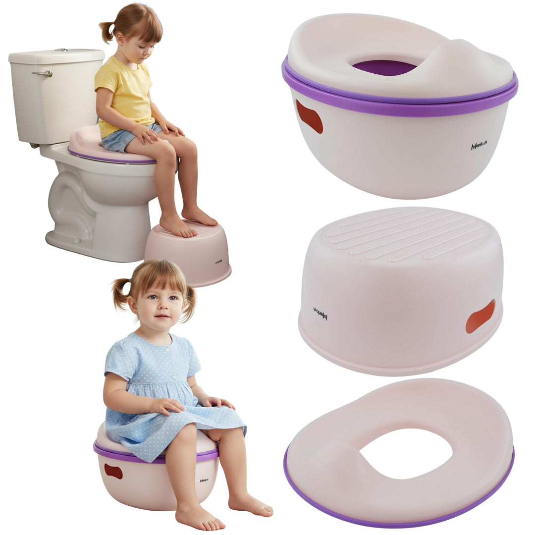 Töpfchen Sitzauflage Toilette, Touristentopf, Kinderfuss, Tragbar, 3in1 Nachttasse (Rosa), Rosa