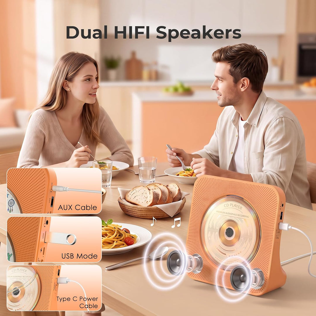 CD Player mit Lautsprecher CD-Player Bluetooth 5.0 mit Fernbedienung Staubschutzhülle Bildschirm FM-