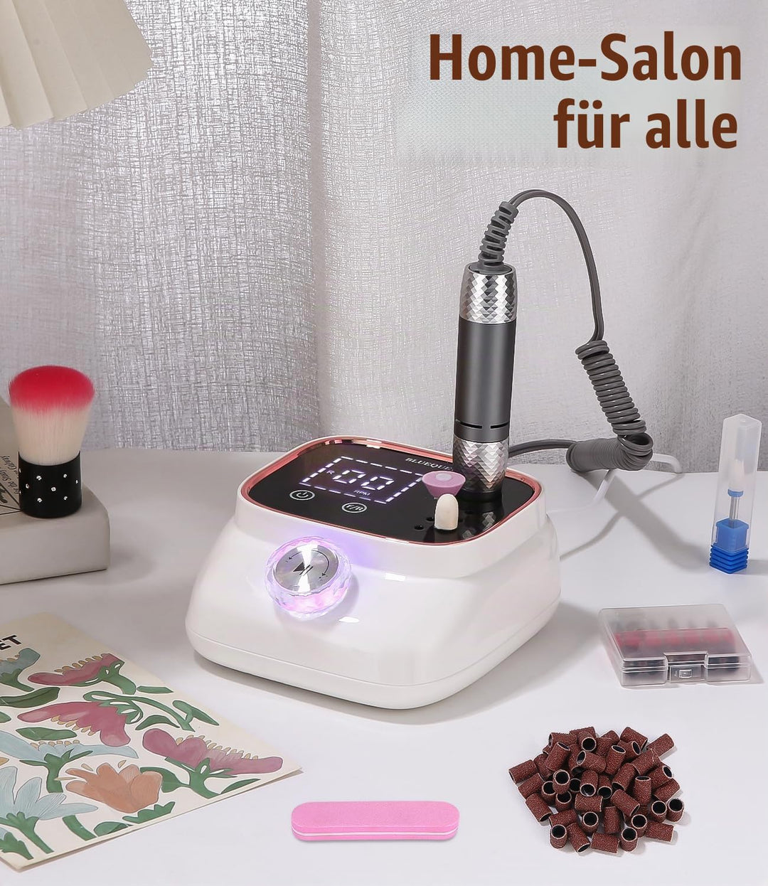 Elektrisch Nagelfräser, Professionelle Fräser für Gelnägel, 45000RPM, Elektrische Nagelfeile mit Lcd