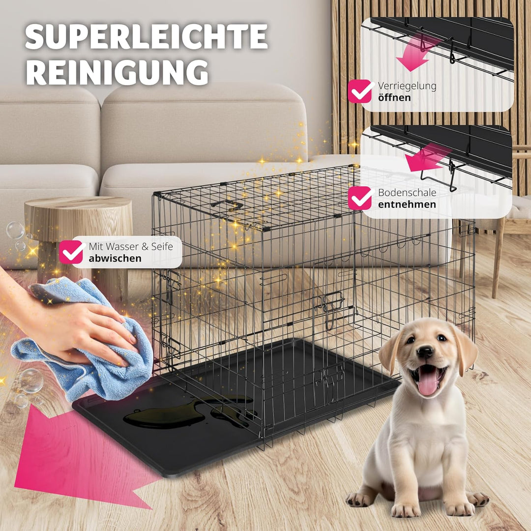 tectake® Hundekäfig, Hundegitter Box, Dog Kennel, Hundebox faltbar, Transportbox stabil, für Hunde u