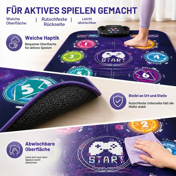 EagleStone Tanzmatte für Kinder mit 5 Spielmodi, Bluetooth, Musik und LED