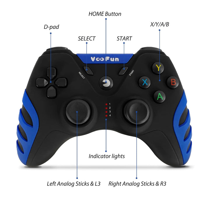 VooFun PC Controller, Wireless PS3 Controller PC Gamepad mit Dual-Vibration, Gaming Controller für P