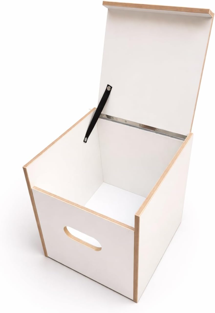 Camping Toilettenhocker Weiss für Porta Potti 145/345 – Sitzpolster Schwarz, Stauraum, Wohnmobil & C