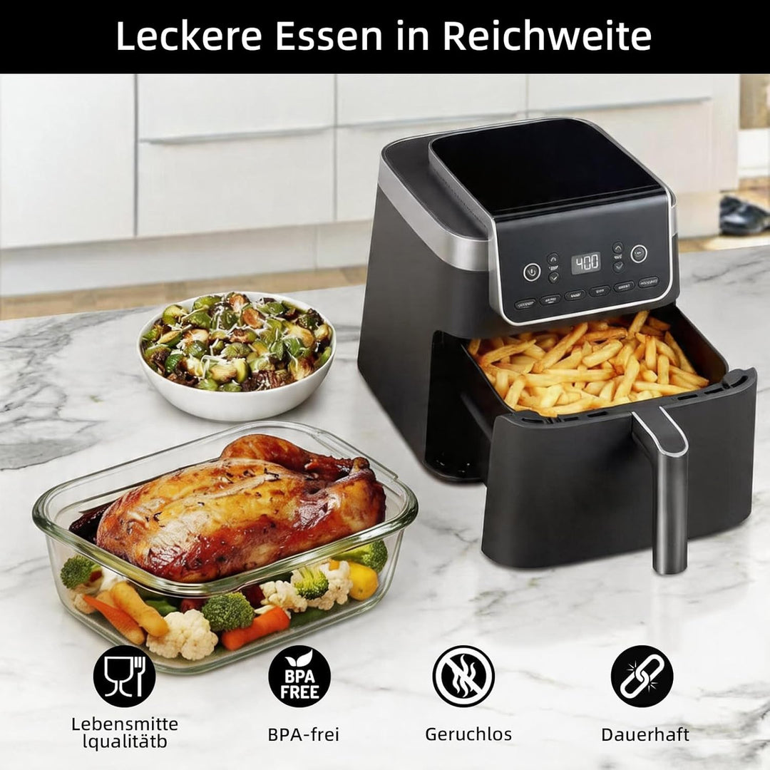 Glas-Auflaufformen für Heissluftfritteusen – Kompatibel mit Ninja Airfryer Zubehör Set – Kompatibel