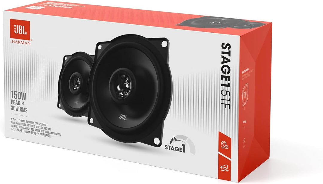 JBL Stage1 51F 2-Wege Auto Lautsprecher Set von Harman Kardon - 150 Watt KFZ Auto Boxen 30 Watt RMS
