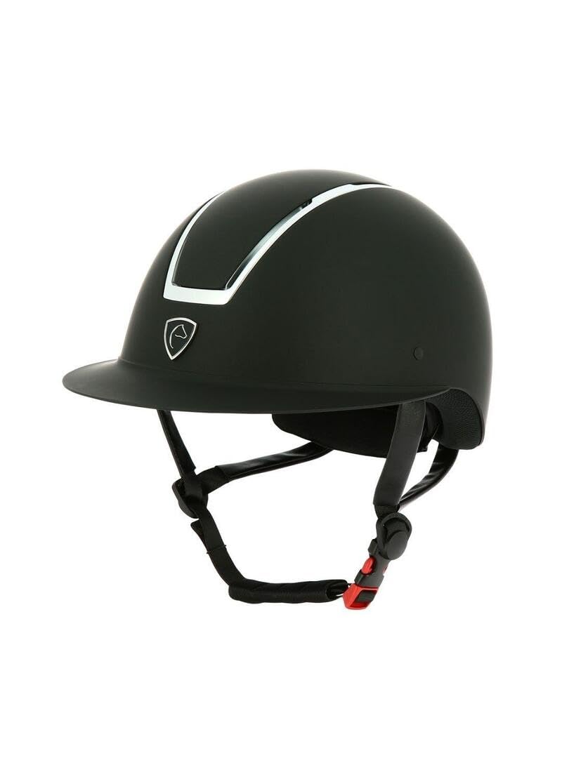 Reithelm Glint MAT EquiTheme schwarz/Einsatzrand silberfarben glänzend 52-54cm