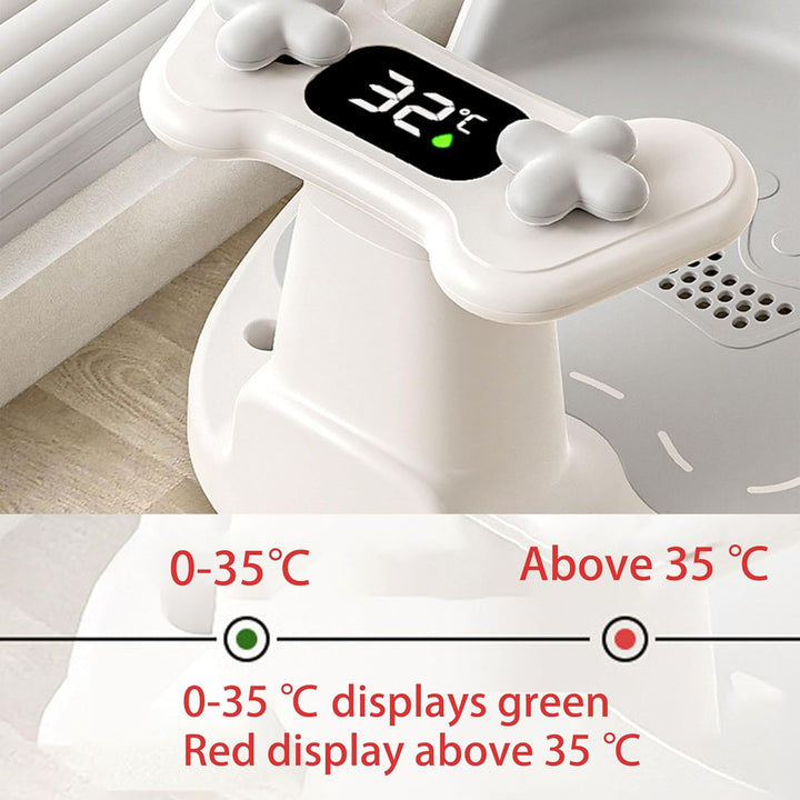 Baby Badesitz mit Temperatursensor Rutschfester Kleinkindbadesitz für Baby Sitting Up mit 4 Saugnäpf