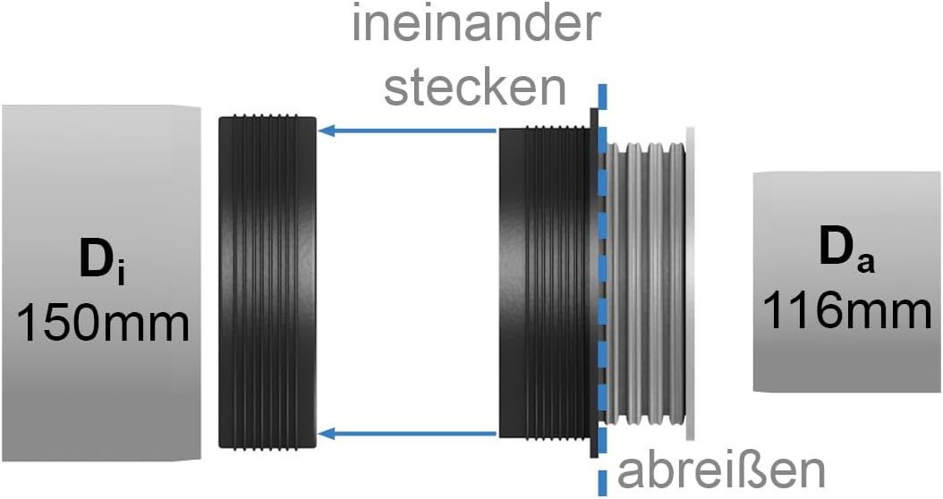 Crassus Kombiadapter CKA, TPE, 1 Stück, 150-125 / 110 mm, CRA10107 150|125 mm auf 125/110 mm, 150|12