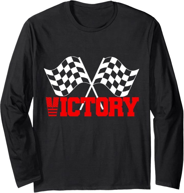 VICTORY Sport-Rennflagge, rot-kariert, schwarz-weiss Langarmshirt