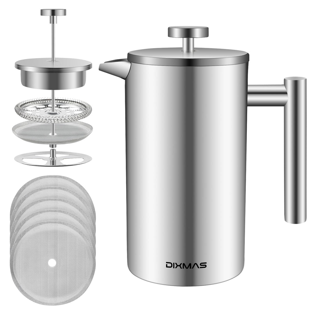 French Press Kaffeebereiter Edelstahl 350 ml/2Tassen, French Press Thermo, doppelwandig isoliert - 0