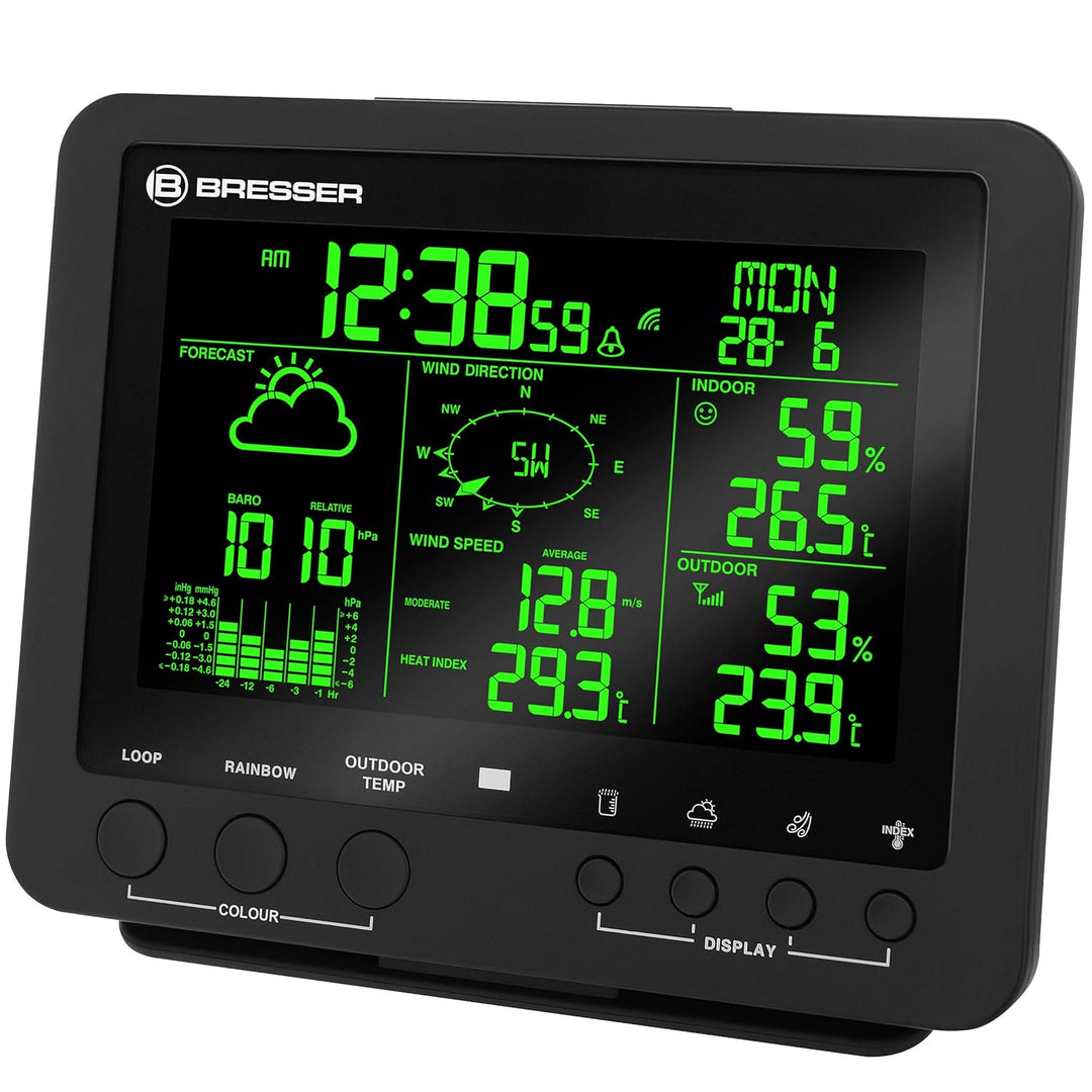 Bresser Wetterstation Funk mit Aussensensor Wetter Center 5-in-1 mit 5,7 Zoll 256 Farben Display und