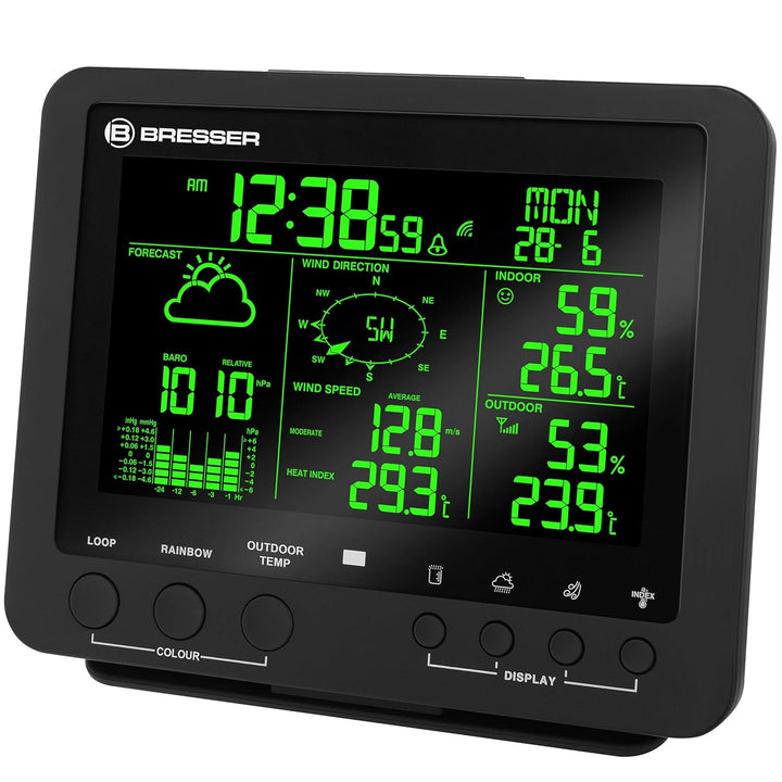 Bresser Wetterstation Funk mit Aussensensor Wetter Center 5-in-1 mit 5,7 Zoll 256 Farben Display und