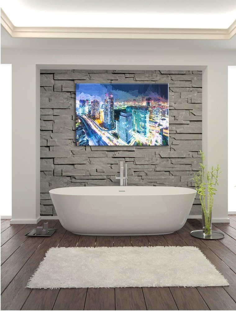 Pixxprint Moderne Architektur in der Innenstadt von Tokio Kunst Pinsel Effekt, Format: 100x70 auf Le