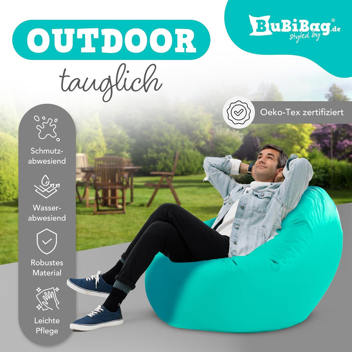BuBiBag 2in1 Sitzsack L - XXL mit Füllung für Kinder & Erwachsene, Gaming Beanbag & Bodenkissen für