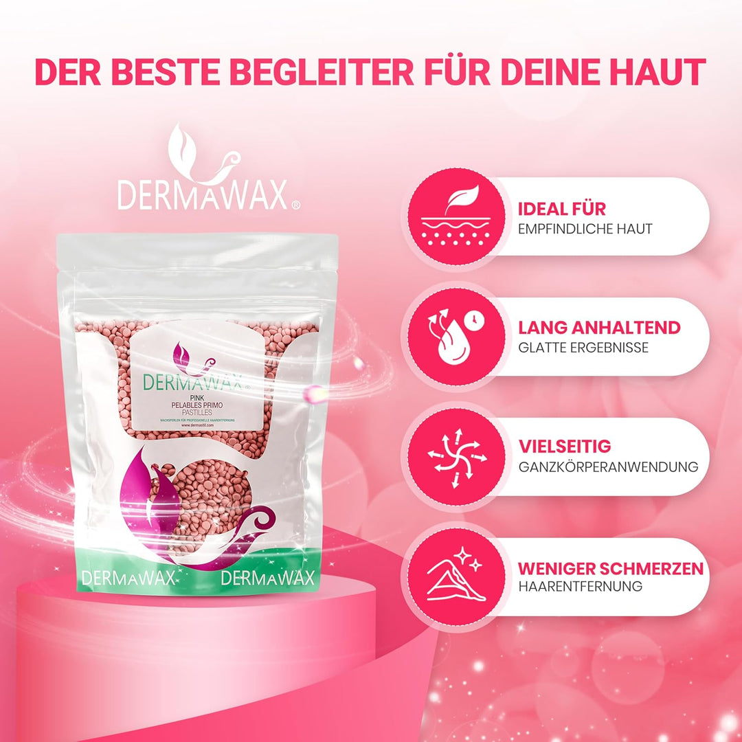Dermawax 1 kg Pink Wachsperlen Heisswachs Waxing Perlen zur Haarentfernung Anwendung ohne Wachsstrei