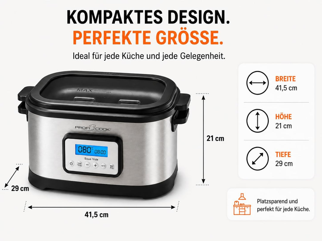 ProfiCook SV-1112 PC-SV 1112 Sous Vide Garer, punktgenaues Garen der Speisen durch elektronische Tem