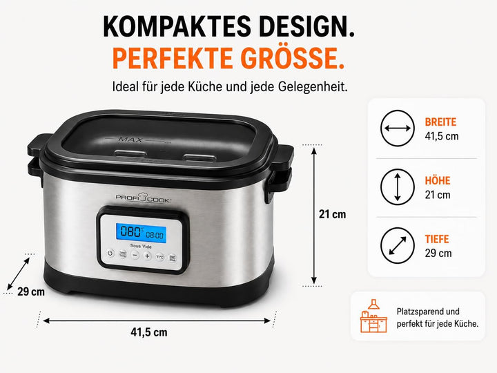 ProfiCook SV-1112 PC-SV 1112 Sous Vide Garer, punktgenaues Garen der Speisen durch elektronische Tem