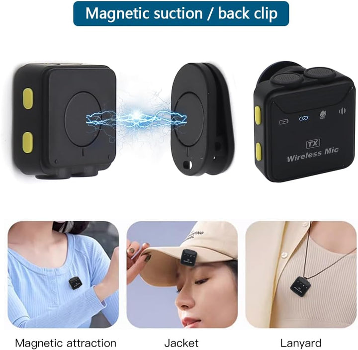 Lavalier Microphone Wireless; Plug-Play Dual Funkmikrofon Mini für iPhone/Android/PC, Aktive Geräusc