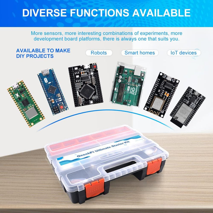 GeeekPi Complete Ultimate Starter Kit for Arduino UNO R3 Mega 2560,ESP32-WROVER,ESP8266,Includes Var