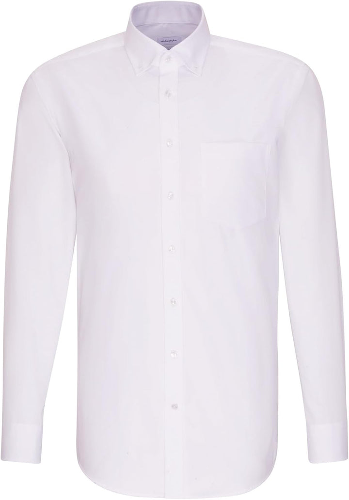 Seidensticker Herren Regular Bügelfrei Button-down Langarm Businesshemd 46 Weiss (White 000), 46 Wei