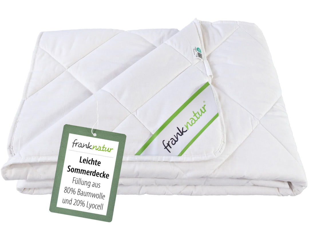 franknatur Sommerdecke 240x220 - Füllung 80% Baumwolle und 20% Tencel Lyocell Bettdecke Sommer wasch