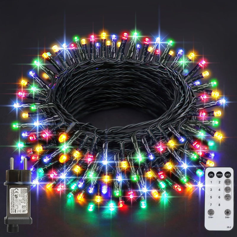 LED Lichterkette Innen Aussen, 220er LED Lichterkette Weihnachtsbaum, 8 Modi IP44 Wasserdicht Fairy