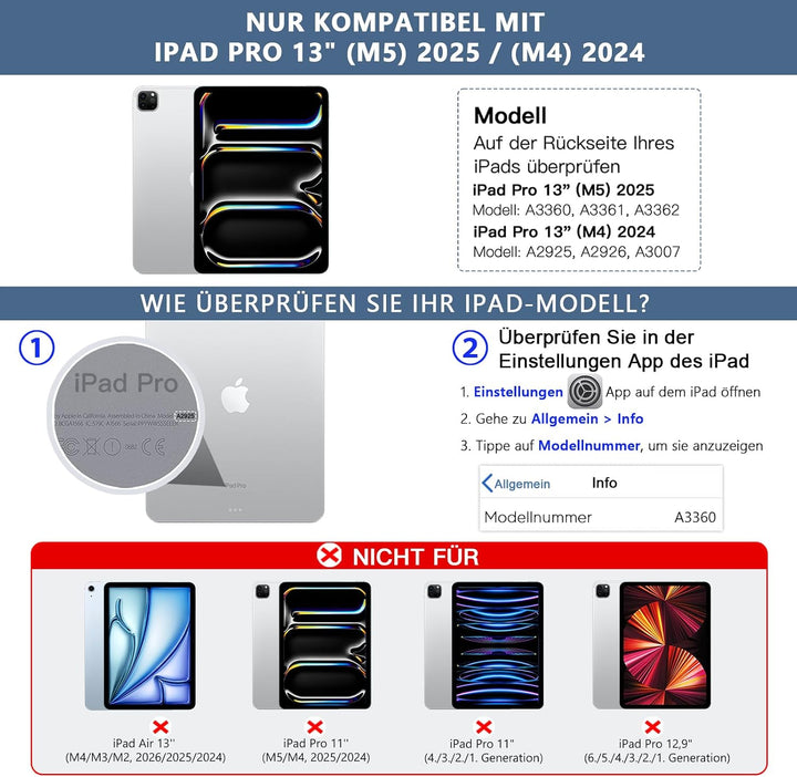 RAYMCRAFT für iPad Pro 13 Zoll (M5/M4, 2025/2024) Hülle mit Tastatur, Magic Keyboard für iPad Pro 13