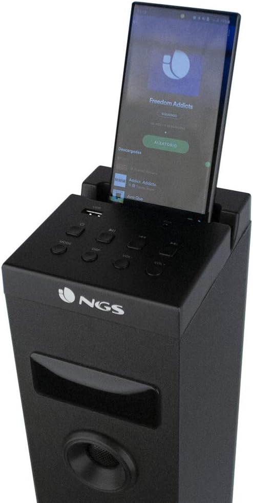 NGS Sky Charm - 50W Bluetooth Sound Tower mit Fernbedienung, Optischem Eingang, USB, FM Radio und AU
