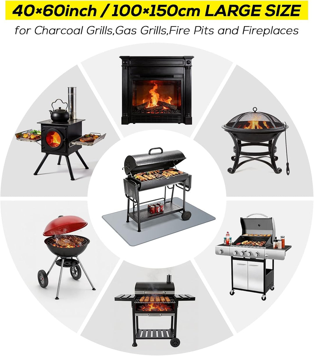 100 x 150 cm Grillunterlage für Aussengrills, doppelseitige feuerfeste Grillunterlage, wasserdichte,