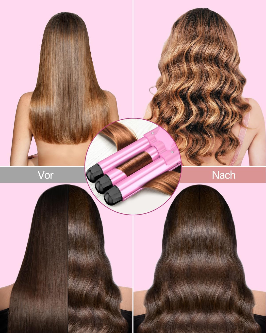 Lockenstäbe 3 Fässer für Grosse, Welleneisen für haare, lockenstab 3 fässer-Beach waves lockenstab T