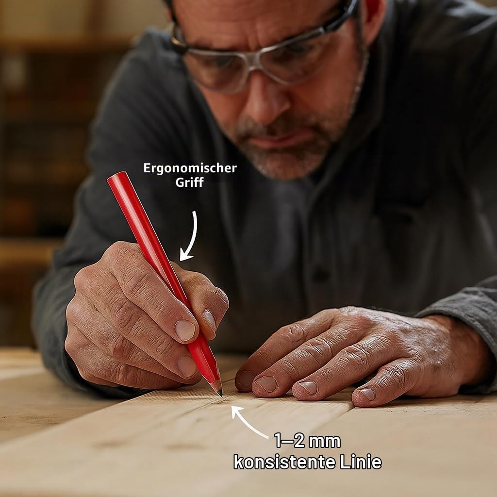PRODIAMANT Zimmermannsbleistift oval, 250mm lang - Der perfekte Bleistift für Industrie und Handwerk