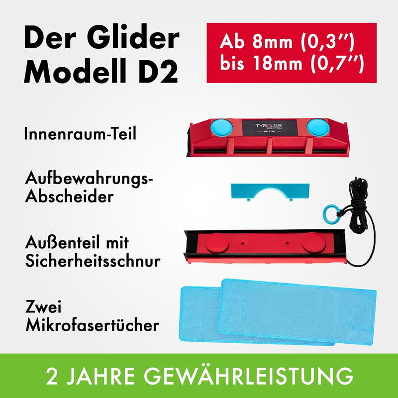 Tyroler Bright Tools Fensterreiniger Glider D-2 Magnetischer Fensterreiniger für doppelt verglaste F