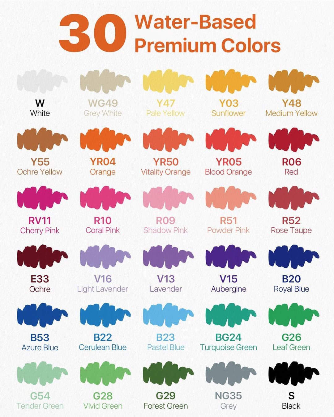 JusArt Acrylstifte 30 Farben set,1–8 mm Wasserfester Acrylmarker Pinsel Tip, für steine bemalen,holz