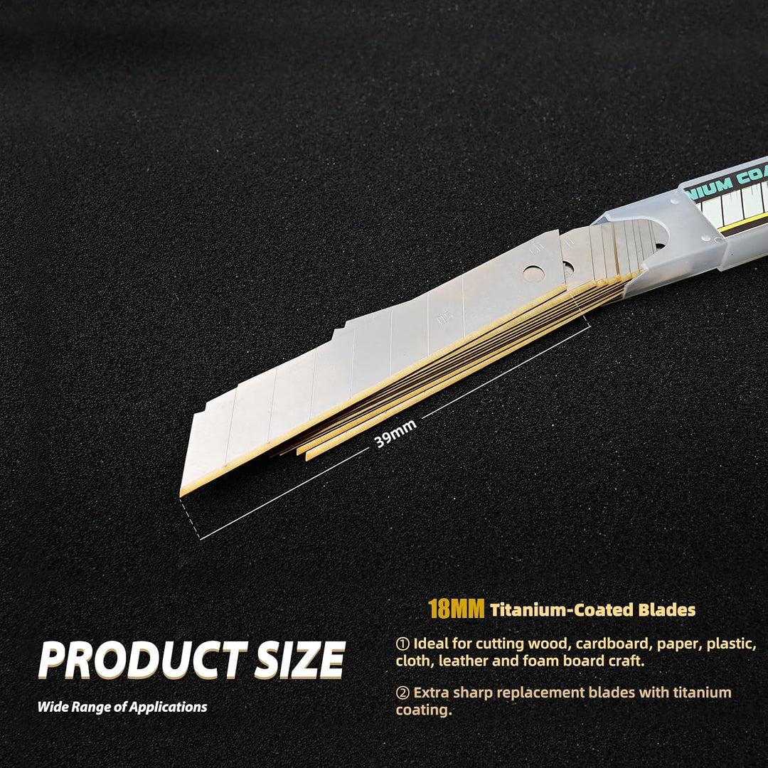 EHDIS 20 Cuttermesser Klingen 18mm mit Titan beschichte, Ersatzklingen für Kuttermesser, Cutter Knif