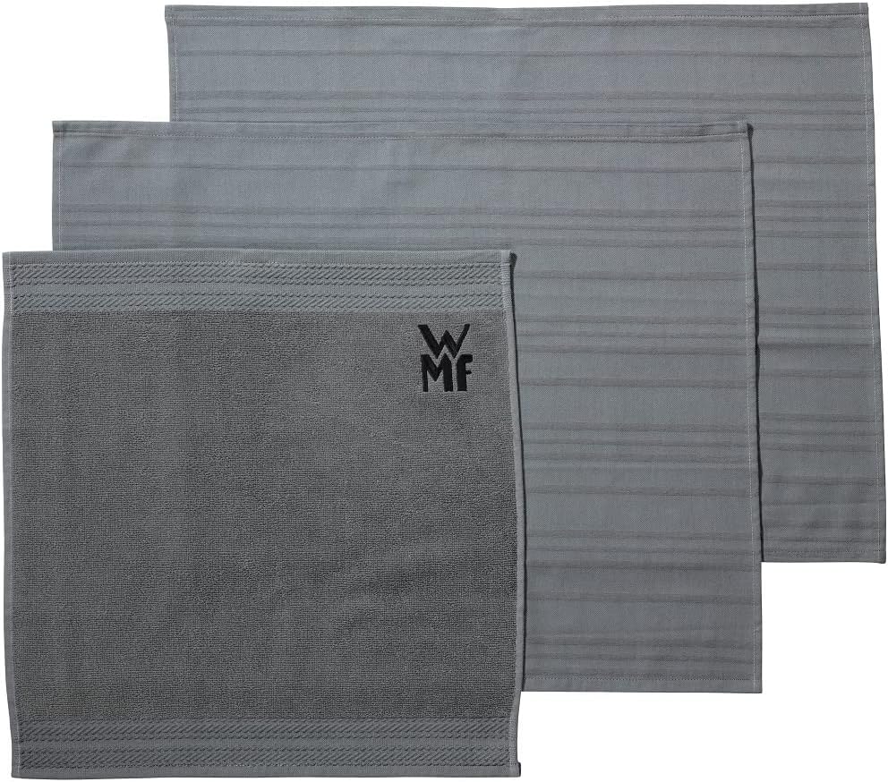 WMF Salz- und Pfefferstreuer Set 3-teilig, Salzsteuer klein, Pfefferstreuer & Küchenhandtuch-Set 3-t