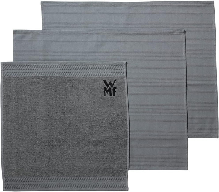 WMF Salz- und Pfefferstreuer Set 3-teilig, Salzsteuer klein, Pfefferstreuer & Küchenhandtuch-Set 3-t