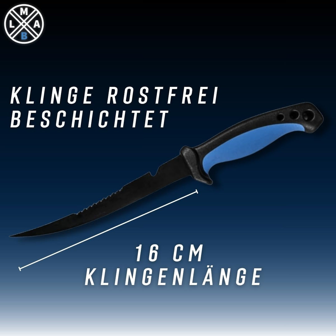 LMAB Filetiermesser Set - Filetier-Set aus Messer, Messer-Schärfer und Filetier-Handschuh