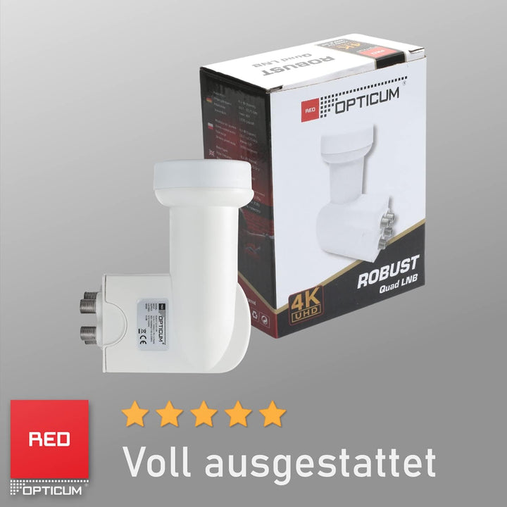RED OPTICUM Robust Quad LNB Hitze- & kältebeständiger Digital-LNB 4-Fach mit nur 0.1dB Rauschmass un
