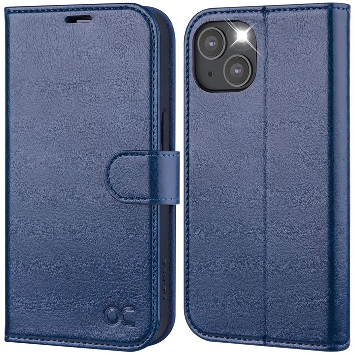 OCASE für iPhone 14 Hülle Handyhülle Premium PU Leder Blau iPhone 14 Blau, iPhone 14 Blau