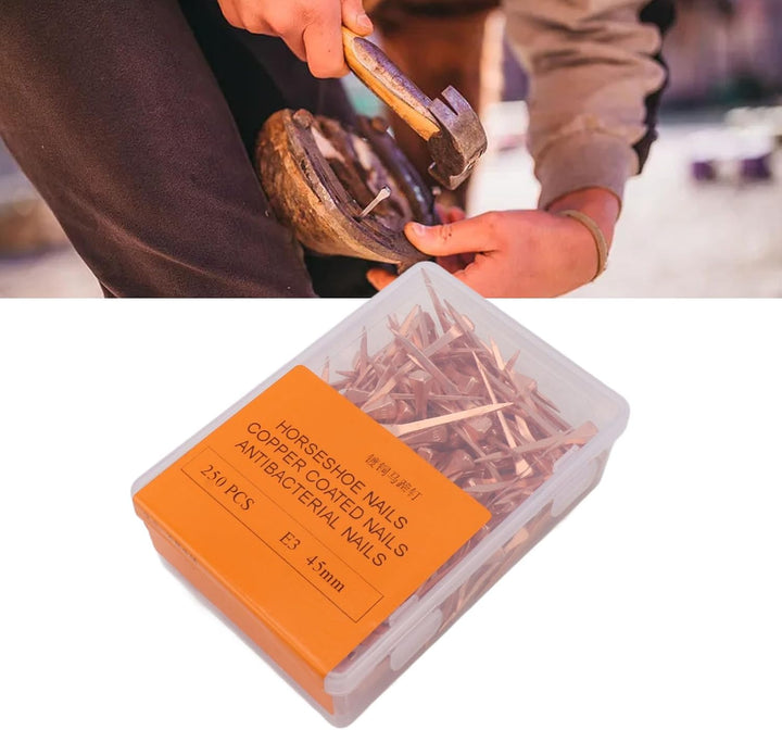 Hufeisennägel aus Kupfer, Hufeisennägel, Flexibel, Verschleissfest, Leicht, mit Aufbewahrungsbox für