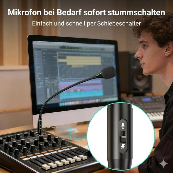 Cubilux XLR Schwanenhalsmikrofon mit Mute Taste, 19 Zoll dynamisches XLR Mikrofon mit Nierencharakte